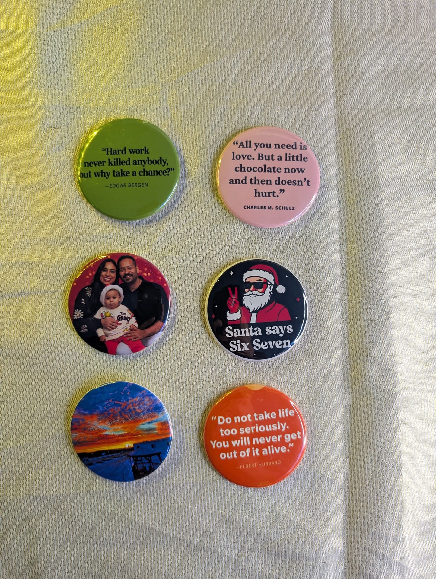 2.25 Round Photo 6 Magnets or Pins